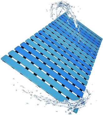 OEM Tappetino Antiscivolo Per Vasca Da Bagno, A Rapido Drenaggio - 40 X 63 Cm Blue-crezuo