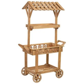 Wanderlust Deco Carro Expositor-estanter&iacute;a De Madera Con 3 Bandejas 90x47x137h Cm