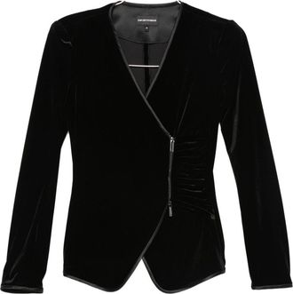 Emporio Armani Womens Velvet Blazer Jacket - Black - Size EU 46 (Womens)