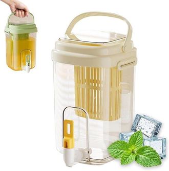 OEM Botella De Agua Fr&iacute;a Con Boquilla E Infusor De Frutas, Nevera Port&aacute;til De 2 Litros Sin Bpa Para Bebidas, Con Asa, T&eacute;s, Limonadas, Port&aacute;til, Verde