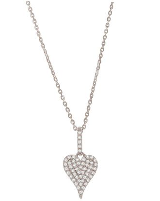 Suzy Levian 14K 0.11 Ct. Tw. Diamond Elongated Heart Necklace