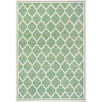 Jonathan Y Designs Trebol Moroccan Trellis Textured Weave Indoor/Outdoor Area Rug in Cream/green at Nordstrom, Size 3Ft 0In X 5Ft 0In
