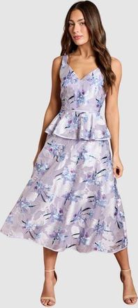 Coast Satin Jacquard Midi Dress in Lilac at Nordstrom, Size 14