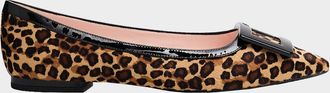 Roger Vivier Gommettine Leopard Calf Hair Ballet Flats