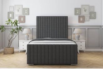Sloomy Madison Dumfries Bed Frame With 50 Upholstered Headboard in Dark Grey | Size: Small Double