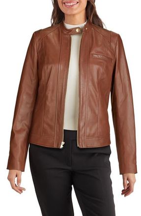 Cole Haan Lambskin Leather Jacket in Hickory at Nordstrom, Size Medium