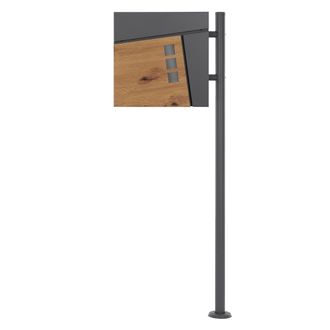 ML Design Ecd Germany Buz&oacute;n De Pie Con Compartimento Para Peri&oacute;dicos Con Soporte 120 Cm, Estilo Moderno, Antracita Con Dise&ntilde;o De Madera, De Acero Inoxidable Rec