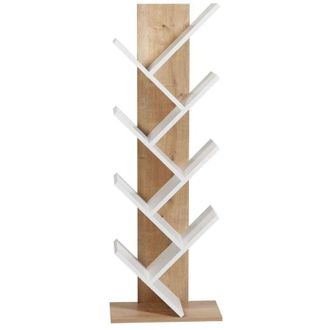 Calicosy Calicosy - Estanter&iacute;a Biblioteca Acabado Roble Y Blanco H129,8 Cm - Tuval