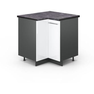 Vicco Armario De Esquina Fame-line, Blanco Alto Brillo, 80.5 Cm, Et Antracita