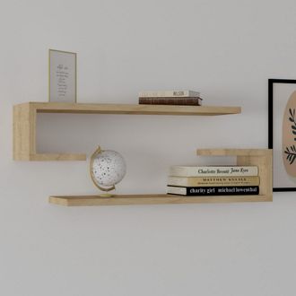 Dmora Estante Siligo, 2 Estantes, Set De 2, Estructura Roble, Tono Marr&oacute;n, 60x20x15h Cm