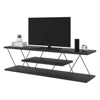 Dmora Mueble De Televisi&oacute;n Lysithea, Aparador De Sal&oacute;n, Mueble Bajo Para Tv, Base De Pared Equipada, 120x30h33 Cm, Antracita Y Gris, Con Embalaje Reforzado 