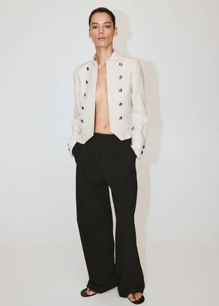 Mango Giacca lino bottoni beige - Donna - XS - MANGO