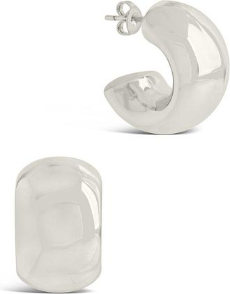 Sterling Forever Rhodium Plated Marley Tube Hoops