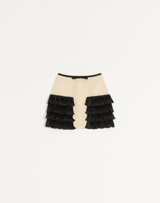 Valentino Short Skirt In Plain Wool Tweed Wo