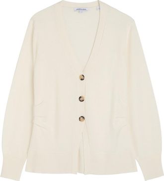Veronica Beard Lamotte Gathered Cashmere Cardigan - Ivory - S (UK8-10 / S)