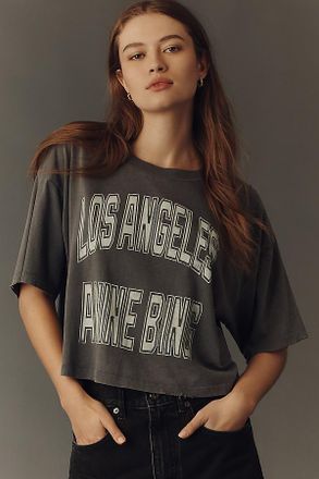 Anine Bing Johnny 100% Cotton Cropped Graphic Tee