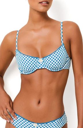 Solid & Striped The Daphne Bikini Top in Cosmic Blue Gingham at Nordstrom, Size X-Large