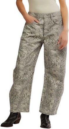 Free People Print Barrel Leg Jeans in Snake Combo at Nordstrom Rack, Size 24