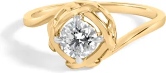 House of Brilliance 10K Yellow Gold Plated Sterling Silver 1/2 Cttw Lab Grown Diamond Woven Solitaire Ring