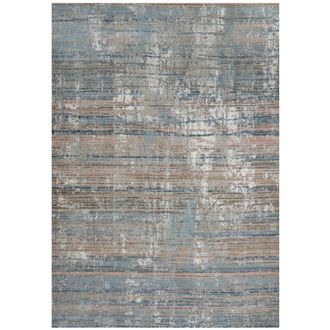 Kukoon Beige Blue Abstract Distressed Effect Area Rug in Mid Blue | Size: 240 cm x 330 cm