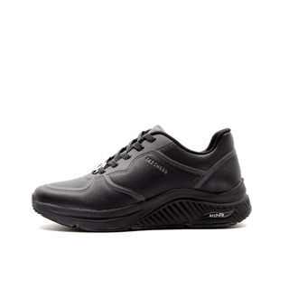 Skechers Womens Arch Fit S-Miles Mile Makers Sneaker, Black Duraleather/Hot Melt Trim, 5.5 UK