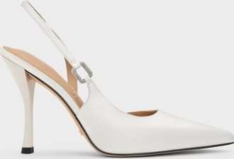 Charles & Keith Crystal-Buckle Slingback Pumps