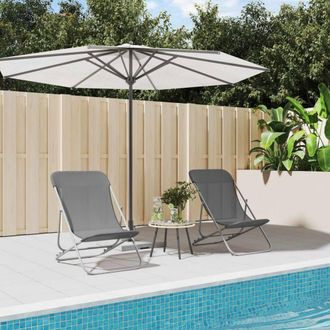 Berkfield Home Folding Beach Chairs 2 pcs Grey Textilene&Powder-coated Steel