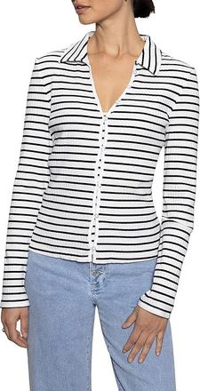Sanctuary Daydreamer Knit Shirt Womens Clothing Chalk/Black Stripe 5 : SM (US 4-6), Cotton/Spandex