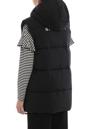 Givenchy Logo Black Sleeveless Hooded Puffer Jacket Size S
