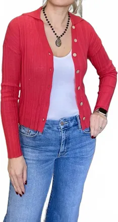 Crush Amarabreeze And Barrell Polo Cardigan In Wild Crush