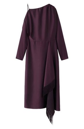 Mango Asymmetric Long Sleeve Dress in Purple at Nordstrom, Size 2