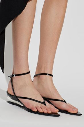 Alaia Leather Wedge Sandals, Womens, Black