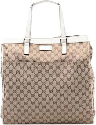 Gucci Pre-owned Tote Bags, female, Brown, Size: ONE SIZE Pre-owned Canvas Tote Bag