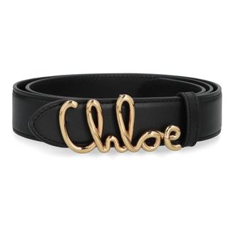 Chlo&eacute; Iconic Leather Belt - female - Chlo&eacute; - Belts - Black - M - Accessories