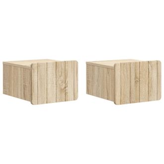 vidaXL Mesita De Noche De Pared 2 Pcs Roble Sonoma 33 X 34,5 X 24 Cm Vidaxl
