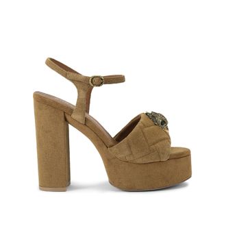 Kurt Geiger Womens Suede Kensington Platform Sdl Sandals - Tan - Size UK 6