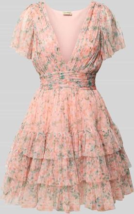 Lace & Beads Cocktailkleid im Stufen-Look in Orange, Größe XS