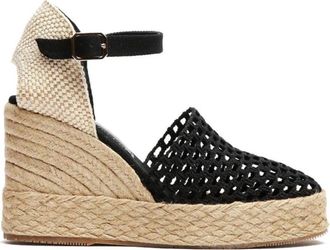 Paloma Barcel&oacute; Zwarte stoffen sleehak sandalen met enkelband - Dames - Sleehakken - Zwart - 40 EU - Schoenen