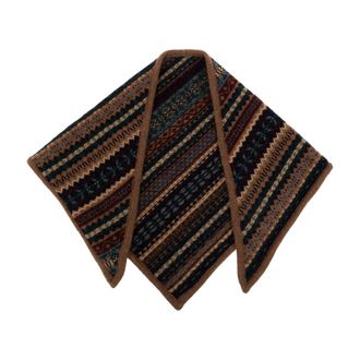 &Daughter Cashmere Driehoekige Sjaal Fairisle - Dames - Accessoires - Bruin - Maat: ONE Size Kasjmier