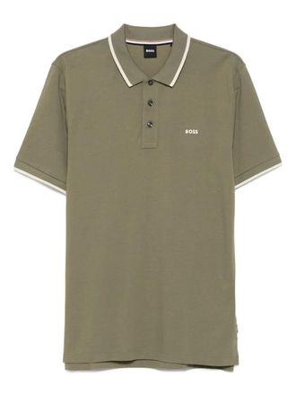 Tシャツ・カットソー Hugo Boss Mint green stretch cotton polo shirt BOSS - Stretch-cotton slim-fit polo shirt with branding - Green