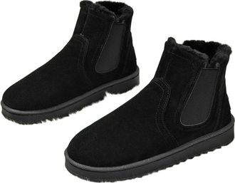 Generic NYSBH Mens outdoor minimalist slip-on fleece-lined warm flat-soled comfortable versatile ankle snow boots non-slip function