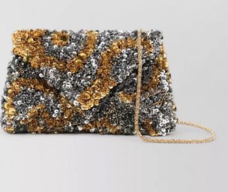 Dries Van Noten sequin envelope clutch bag chain strap