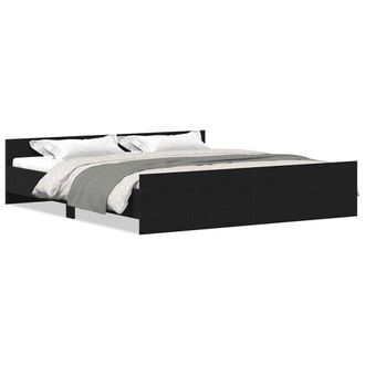 Berkfield Home Bed Frame without Mattress Black Oak 180x200 cm Engineered Wood