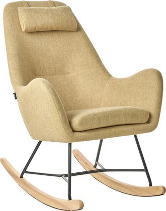 Beliani Beliani - Silla Mecedora Tapizada En Tela Amarilla Patas De Metal Patines De Madera Estilo Moderno Arrie