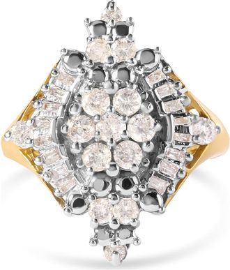 House of Brilliance 10K Yellow Gold 1 Cttw Diamond Cluster and Rhombus Halo Ring at Nordstrom, Size 7