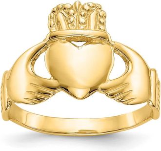 Diamond2Deal 14k Yellow Gold Ladies Claddagh Ring