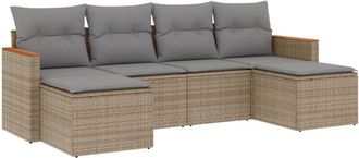 vidaXL Vidaxl - Juego De Sof&aacute;s Jard&iacute;n Con Cojines 6 Pzas Rat&aacute;n Sint&eacute;tico Beige