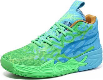 Generic Breathable Fashion Basketball Shoes for Men - Comfortable Anti-Slip Outdoor Sport Sneakers for Woman Man (Blue Green,6.5)