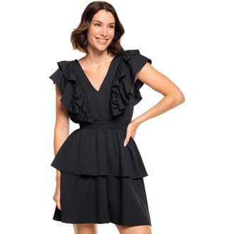 Coolibar South Cove V-Neck Dress, UPF 50+ Sun Protection in Black at Nordstrom, Size X-Large