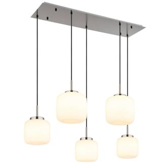 Netlighting Kladora Cluster Pendant Nickel Matt Opal Glass Shade 5x E27 in Grey